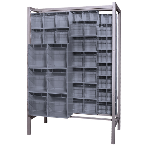 Free-Standing Tip-Out Bins Slider System, 51-1/4" W x 26" D x 77" H, 101 Drawers R.M.G. Prévention