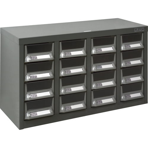 KPC-400 Parts Cabinet, Galvanized Steel, 16 Drawers, 23-1/10" x 8-7/10" x 13-4/5", Grey R.M.G. Prévention