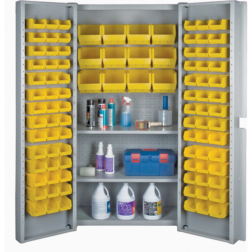 Deep Door Combination Bin Cabinets, 38" W x 24" D x 72" H, Grey R.M.G. Prévention