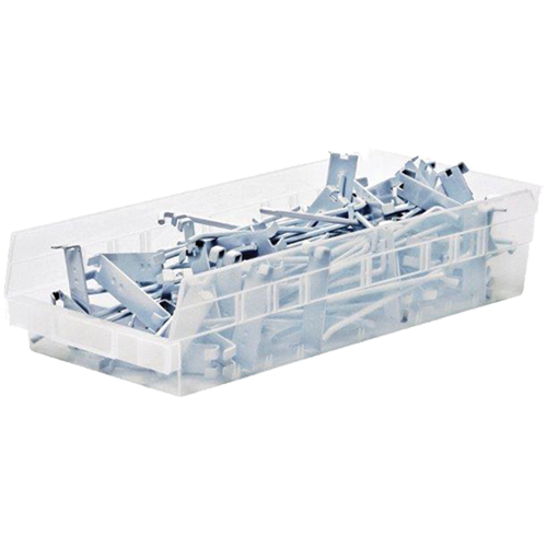 Shelf Bins, 6-5/8" W x 4" H x 23-5/8" D, Clear, 50 lbs. Capacity R.M.G. Prévention