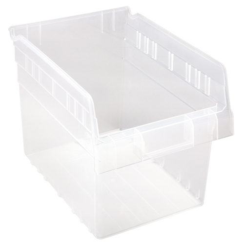 Store-Max Shelf Bins, 8-3/8" W x 8" H x 11-5/8" D, Clear, 44 lbs. Capacity R.M.G. Prévention