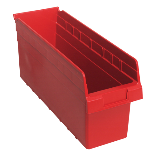 Store-Max Shelf Bins, 6-5/8" W x 8" H x 17-7/8" D, Red, 56 lbs. Capacity R.M.G. Prévention