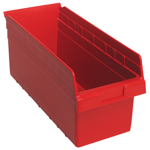 Store-Max Shelf Bins, 8-3/8" W x 8" H x 17-7/8" D, Red, 56 lbs. Capacity R.M.G. Prévention