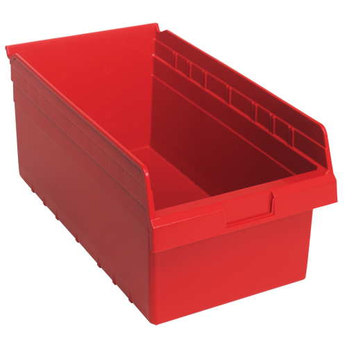 Store-Max Shelf Bins, 11-1/8" W x 8" H x 17-7/8" D, Red, 56 lbs. Capacity R.M.G. Prévention