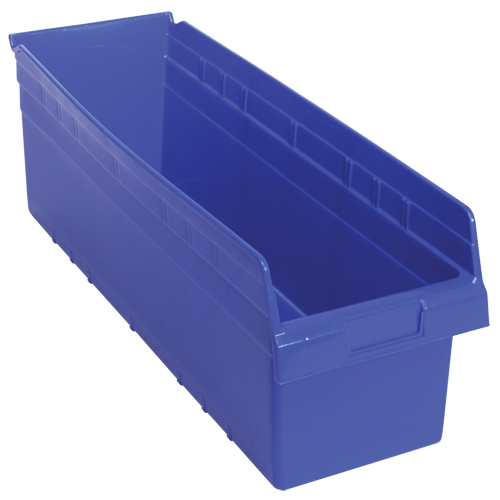 Store-Max Shelf Bins, 8-3/8" W x 8" H x 23-5/8" D, Blue, 68 lbs. Capacity R.M.G. Prévention