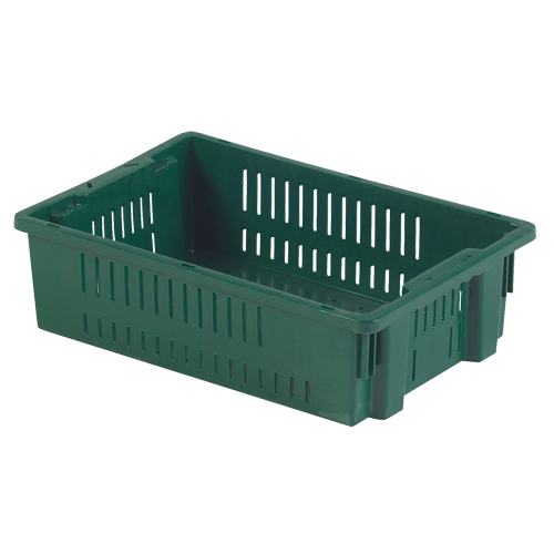 Contenant en plastique empilable Stack-N-Nest pour l'agriculture, 13,1" x 19,7" x 5,6", Vert R.M.G. Prévention