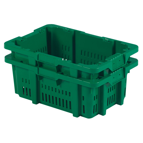 Food Handling Plastic Stack-N-Nest Container, 16" x 23.9" x 8.8", Green R.M.G. Prévention