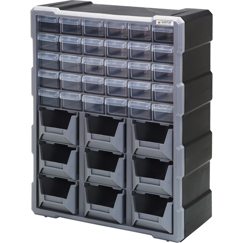 Drawer Cabinet, Plastic, 39 Drawers, 15" x 6-1/4" x 18-3/4", Black R.M.G. Prévention
