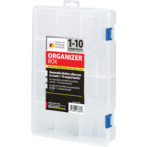 Plastic Compartment Box, 7.75" W x 11.75" D x 2.2" H, 10 Compartments R.M.G. Prévention