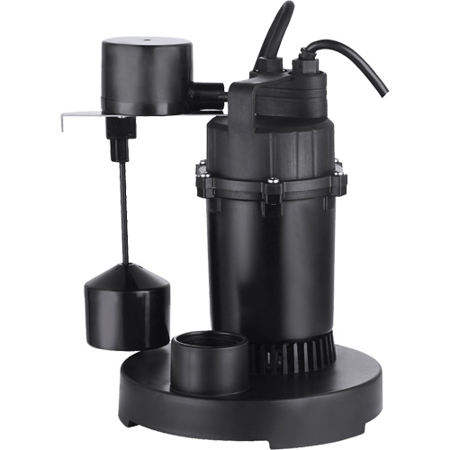 Thermoplastic Submersible Sump Pump, 2560 GPH, 115 V, 4.6 A, 1/3 HP R.M.G. Prévention