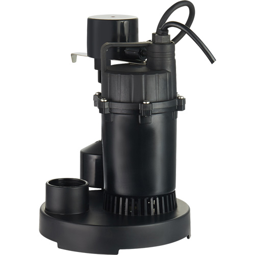 Thermoplastic Submersible Sump Pump, 2560 GPH, 115 V, 4.6 A, 1/3 HP R.M.G. Prévention