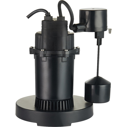 Thermoplastic Submersible Sump Pump, 2560 GPH, 115 V, 4.6 A, 1/3 HP R.M.G. Prévention