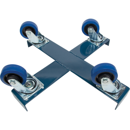 Chariot pour baril, Acier, Capacit&eacute;e 1400 lb, Diam&egrave;tre 24", Roue en &eacute;lastique bleu R.M.G. Prévention