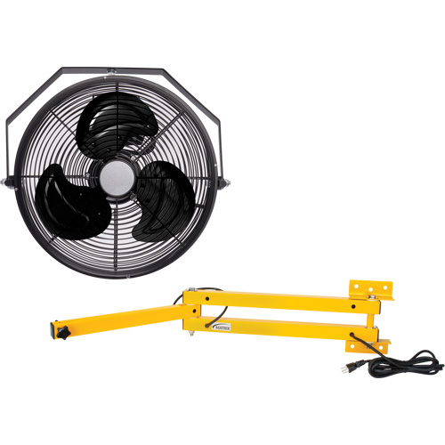 Industrial Workstation Fan Kit with Double Locking Arm, Industrial, 3 Speed, 12" Diameter R.M.G. Prévention
