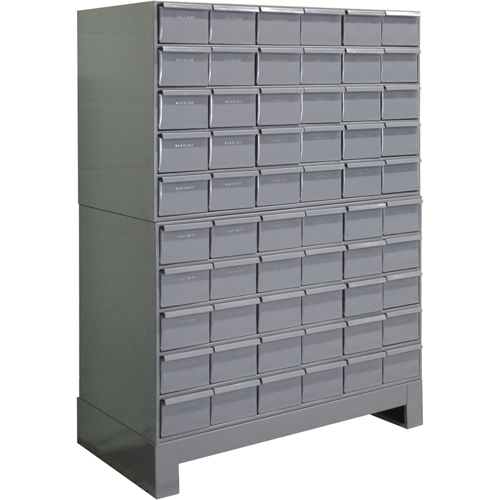 Industrial Drawer Cabinets With Base, 60 Drawers, 34-1/8" W x 12-1/4" D x 48-1/8" H, Grey R.M.G. Prévention