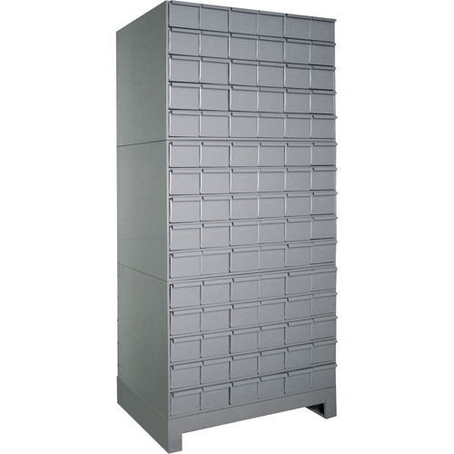 Industrial Drawer Cabinets With Base, 90 Drawers, 34-1/8" W x 12-1/4" D x 69-1/8" H, Grey R.M.G. Prévention