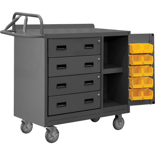 Armoire d'&eacute;tabli mobile avec bacs, Acier Surface R.M.G. Prévention