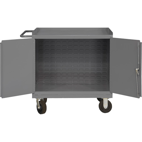 Armoire d'&eacute;tabli mobile avec panneau arri&egrave;re &agrave; persiennes, Acier Surface R.M.G. Prévention