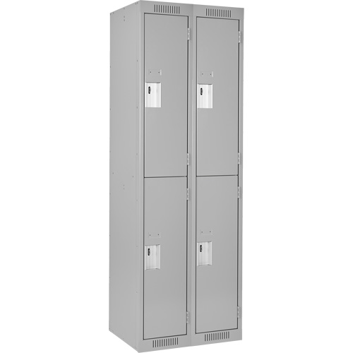 Clean Line Lockers, 2 -tier, Bank of 2, 24" x 18" x 72", Steel, Grey, Rivet (Assembled) R.M.G. Prévention