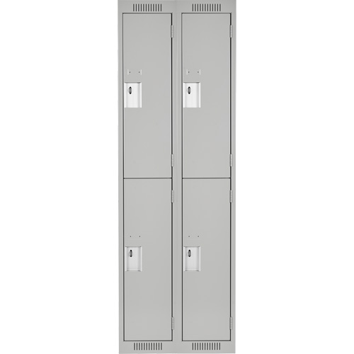 Clean Line Lockers, 2 -tier, Bank of 2, 24" x 18" x 72", Steel, Grey, Rivet (Assembled) R.M.G. Prévention