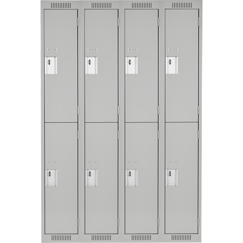 Clean Line Lockers, 2 -tier, Bank of 4, 48" x 18" x 72", Steel, Grey, Rivet (Assembled) R.M.G. Prévention