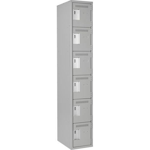 Clean Line Lockerettes, 6 -tier, 12" x 18" x 72", Steel, Grey, Rivet (Assembled) R.M.G. Prévention