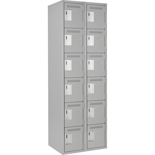 Clean Line Lockerettes, 6 -tier, Bank of 2, 24" x 18" x 72", Steel, Grey, Rivet (Assembled) R.M.G. Prévention