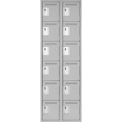 Clean Line Lockerettes, 6 -tier, Bank of 2, 24" x 18" x 72", Steel, Grey, Rivet (Assembled) R.M.G. Prévention