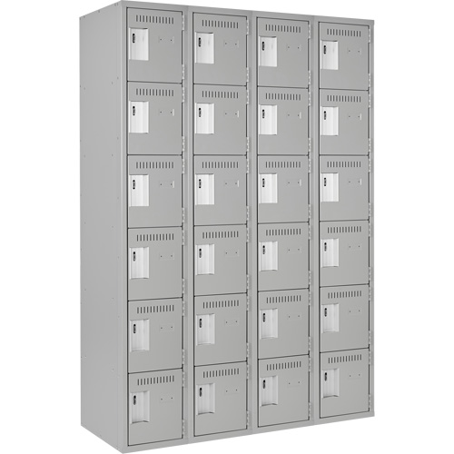 Petits casiers Clean Line, 6 niveaux, Bloc de 4, 48" x 18" x 72", Acier, Gris, Rivet (assembl&eacute;) R.M.G. Prévention