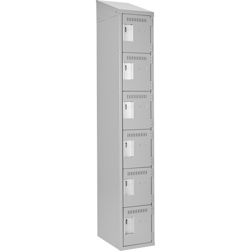 Clean Line Lockerette , 6 -tier, 12" x 18" x 78", Steel, Grey, Rivet (Assembled) R.M.G. Prévention