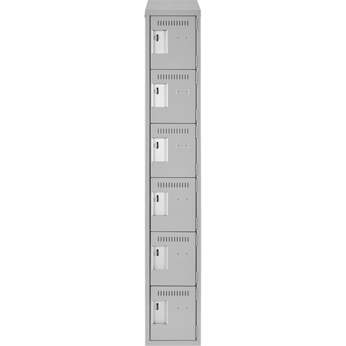 Clean Line Lockerette , 6 -tier, 12" x 18" x 78", Steel, Grey, Rivet (Assembled) R.M.G. Prévention