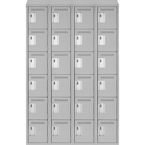 Clean Line Lockerette , 6 -tier, Bank of 4, 48" x 18" x 78", Steel, Grey, Rivet (Assembled) R.M.G. Prévention