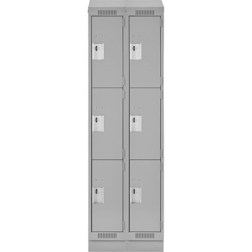 Clean Line Lockers, 3 -tier, Bank of 2, 24" x 18" x 82", Steel, Grey, Rivet (Assembled) R.M.G. Prévention