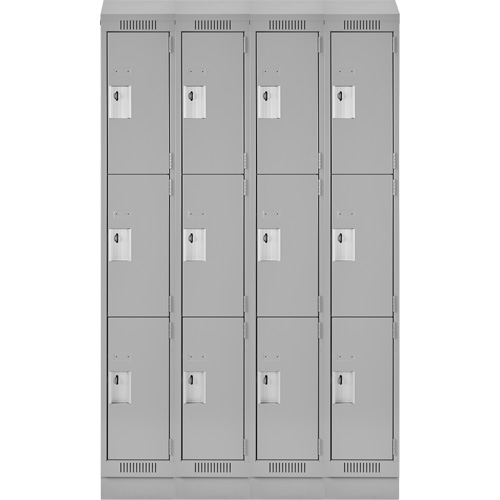 Clean Line Lockers, 3 -tier, Bank of 4, 48" x 18" x 82", Steel, Grey, Rivet (Assembled) R.M.G. Prévention