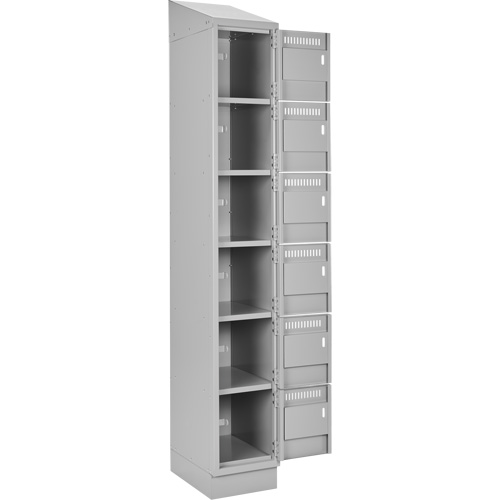 Clean Line Lockerette, 6 -tier, Bank of 4, 48" x 18" x 82", Steel, Grey, Rivet (Assembled) R.M.G. Prévention