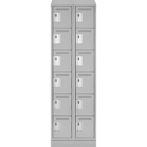 Clean Line Lockerette, 6 -tier, Bank of 2, 24" x 18" x 82", Steel, Grey, Rivet (Assembled) R.M.G. Prévention