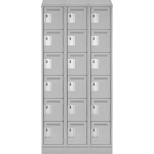 Clean Line Lockerette, 6 -tier, Bank of 3, 36" x 18" x 82", Steel, Grey, Rivet (Assembled) R.M.G. Prévention