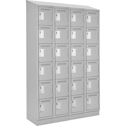 Clean Line Lockerette, 6 -tier, Bank of 4, 48" x 18" x 82", Steel, Grey, Rivet (Assembled) R.M.G. Prévention
