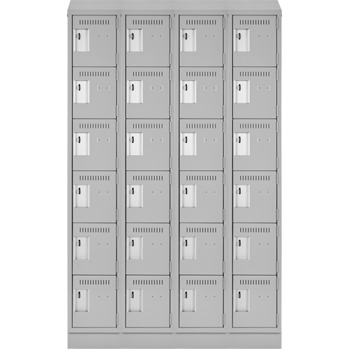 Clean Line Lockerette, 6 -tier, Bank of 4, 48" x 18" x 82", Steel, Grey, Rivet (Assembled) R.M.G. Prévention