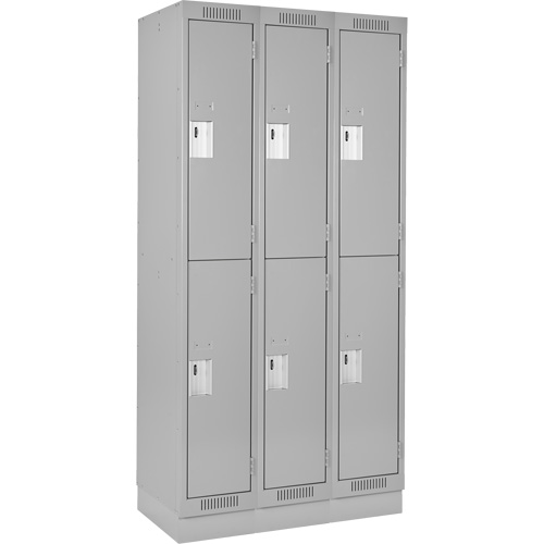 Clean Line Lockers, 2 -tier, Bank of 3, 36" x 18" x 76", Steel, Grey, Rivet (Assembled) R.M.G. Prévention
