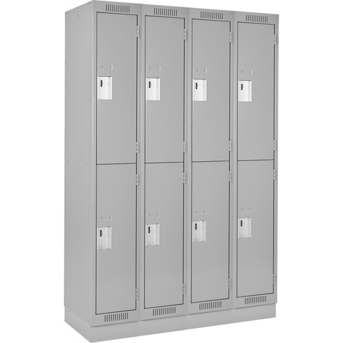 Clean Line Lockers, 2 -tier, Bank of 4, 48" x 18" x 76", Steel, Grey, Rivet (Assembled) R.M.G. Prévention