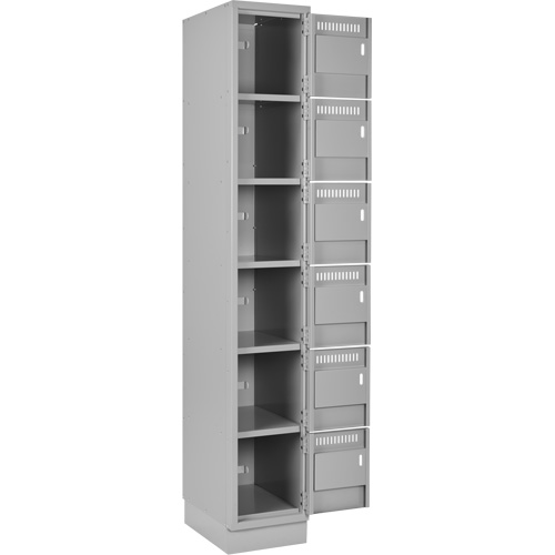 Clean Line Lockerette, 6 -tier, Bank of 4, 48" x 18" x 76", Steel, Grey, Rivet (Assembled) R.M.G. Prévention