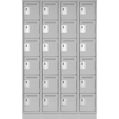 Clean Line Lockerette, 6 -tier, Bank of 4, 48" x 18" x 76", Steel, Grey, Rivet (Assembled) R.M.G. Prévention