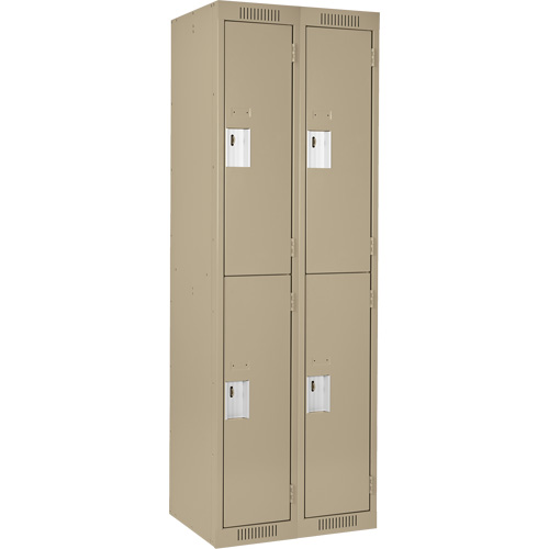 Clean Line Lockers, 2 -tier, Bank of 2, 24" x 18" x 72", Steel, Beige, Rivet (Assembled) R.M.G. Prévention