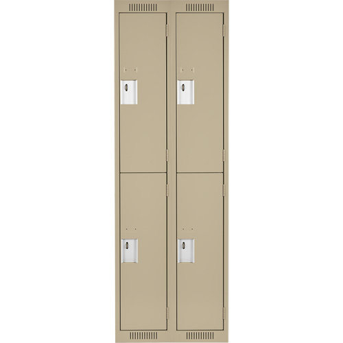 Clean Line Lockers, 2 -tier, Bank of 2, 24" x 18" x 72", Steel, Beige, Rivet (Assembled) R.M.G. Prévention
