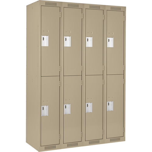 Clean Line Lockers, 2 -tier, Bank of 4, 48" x 18" x 72", Steel, Beige, Rivet (Assembled) R.M.G. Prévention