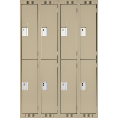 Clean Line Lockers, 2 -tier, Bank of 4, 48" x 18" x 72", Steel, Beige, Rivet (Assembled) R.M.G. Prévention