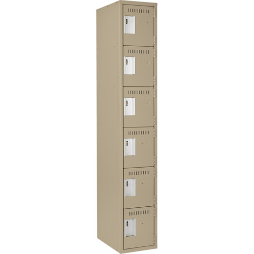 Clean Line Lockerette, 6 -tier, 12" x 18" x 72", Steel, Beige, Rivet (Assembled) R.M.G. Prévention