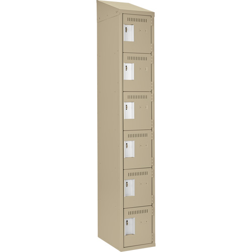 Clean Line Lockerette, 6 -tier, 12" x 18" x 78", Steel, Beige, Rivet (Assembled) R.M.G. Prévention