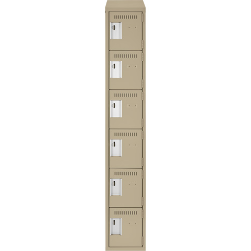 Clean Line Lockerette, 6 -tier, 12" x 18" x 78", Steel, Beige, Rivet (Assembled) R.M.G. Prévention